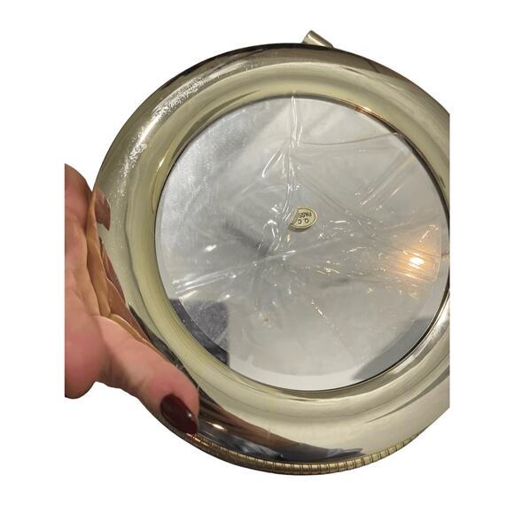 Vintage 70's Stand Up Brass Wire Vanity Double Sided Mirror With Leather Case - Picture 5 of 6